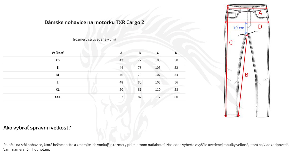 TXR Dámske nohavice na motorku Cargo 2 čierne XXL